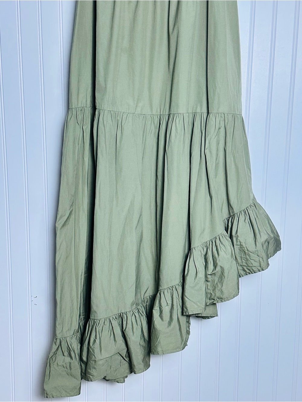 FRAME Gemma Maxi Dress in Military M 100% Cotton Asymmetrical Casual Relax Fit - Picture 10 of 14